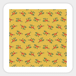 Retro Autumn Flower Bouquets Mustard Sticker